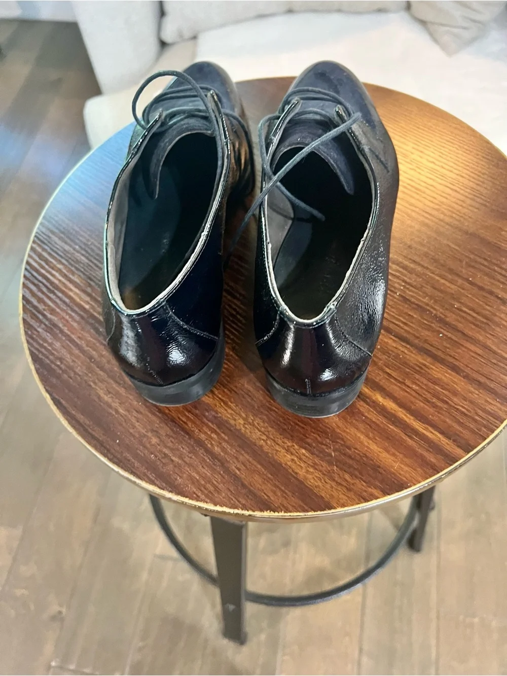 Paul Green Black Patent Suede Oxford Lace Up Shoes Size 9.